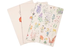 Grupo Erik Libretas A5 flores - Pack Cuadernos A5 | 3 Cuadernos bonitos : Cuaderno punteado + Cuaderno hojas blancas + Cuaderno lineas (Tapas blandas, 64 págs cada uno)