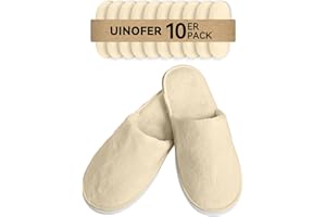 UINOFER 10 Pairs Spa Slippers, Disposable Hotel Cotton Velvet Closed Toe Slippers for Home, Bedroom, Bathroom, Indoor, Hotel or Commercial Use