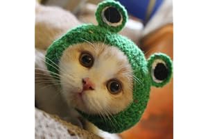 Potelin Adorable Funny Frog Shape Pet Hat - Weaving Puppy Cat Cap for Everyday and Holiday Decoration - Christmas Halloween Grooming Supplies 1PCS