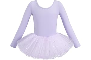 HIPPOSEUS Ragazza Vestito da Balletto Tutu Body Danza Bambina Classica Balletto Abito Manica Corta, Y-04WDM