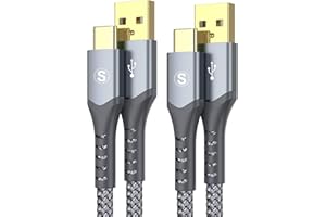 sweguard USB Typ C Ladekabel [2er-Pack, 2 m] iPhone 15 Ladegerät Nylon Geflochtenes Kabel für iPhone 15 Pro Max Samsung Galaxy S23 S22 Ultra S21 S20 S10 Note 20 10 Flip A53 A54 Pixel LG Moto PS5-Grau