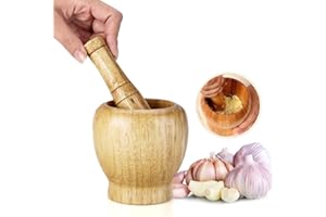 HZTYYIER Mortier et Pilon en Bois de Cuisine Manuel À Broyer Bol Mini Ménage Concasseur Outil pour Ail Épices Herbes Garlic Press Garlic Press
