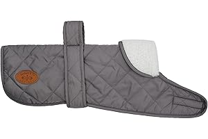 Banbury & Co Waterproof Dog Jacket, Quilted Thermal Fleece Lined Winter Rain Coat, Outdoor Winter Pet Apparel for Dogs, Adjustable All Weather Dog Coat Pet Jacket - Grey, Small