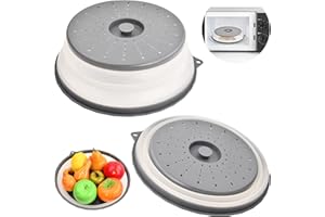 Anseom Mikrowellen Abdeckung, 2 pcs Faltbare Mikrowellenabdeckhaube mit 2 Haken für die Mikrowelle Verhindert Spritzen auch als Gemüse Obstfilterkorb Lebensmittelkonservierung