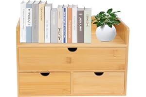 BAZARGAME Organiseur Bureau Bois Avec 3 Tiroirs Organiseur De Table De Bureau Rangement Pour Les ustensiles Bureau Boîte De Rangement Aucune Installation Requise