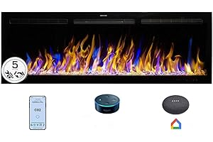 Mystflame Crystal 60 Pro con Wi-Fi - Chimenea Eléctrica de la Pared, 152.4 cm, Estufa con 3 Colores de Leños y Llamas, Smart Home Control a través de la Aplicación Móvil o Alexa