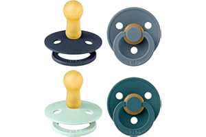 BIBS Colour Schnuller 4er-Pack, BPA-frei, Kirschform Nippel. Naturkautschuk/Latex, Hergestellt in Dänemark. 6-18 Monate (4er Pack), Baby Boy Colours