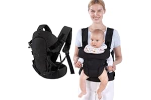 SHSYUE Baby Carrier Sling, Infants Soft Carriers for Newborn Toddlers Sling Wrap Front and Back, Ergonomic Design 4 in 1 Multi-Functional Breathable Adjustable Hug Strap for Babies-Black