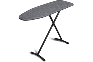 ‎DUWEE Duwee Deska do prasowania 36 x 115 cm, regulowana wysokość, składane nogi, odporny na ciepło pokrowiec z grubą filcową podkładką, łatwe przechowywanie, czarna