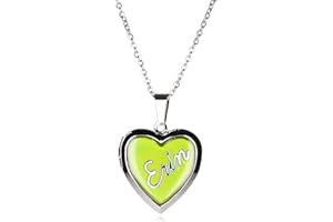 D to F Girls Personalised Name Heart Shaped Mood Locket Pendant Kids Necklace