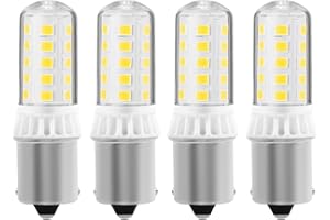 KUNKA B15S 12V LED Lampe 3W 400 Lumen, CRI85, 1156 Sockel AC12V-24V für Landschaft Patio Licht Deck Licht Rasenmäher, Schneefräse Ersatz, 1103/1141 Einzelkontakt-Sockel (Kaltweiß 6000K, 4er-Set)