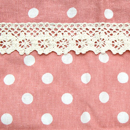 Pink Papaya Schürze, Kochschürze für Frauen und Männer aus 100% Baumwollleinen, Küchenschürze EMMA, Farbe: pink/weiß gepunktet mit Spitzenapplikationen - 2