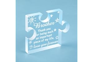 QUEEKAY Birthday Gifts for Mum Dad Engraved Acrylic Block Puzzle Mum Brother Wife Sister Birthday Presents My Man Gifts Best Friend Gift Thank You Gift for Birthday Christmas, 3.35 x 2.76 Inch (Brother)