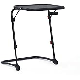 MEUBLE Cosy Adjustable Folding Side Table, Sofa Table with Tilting Top, Cup Holder, Side Table without Assembly for Living Ro