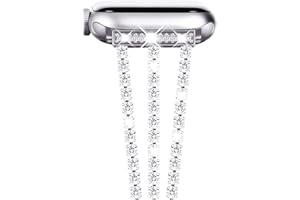 NewWays Metall Armband Kompatibel für Apple Watch 38mm 40mm 41mm,Frauen Diamant Band Funkelnde Edelstahl Ersatzarmbänder für iWatch Series 9 8 7 6 5 4 3 2 1 SE(2023-2020),Silber