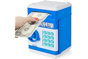 YELLCETOY Money Box for Kids Ages 3-12 Money Bank Piggy Bank for Boys Girls ATM Password Money Safe Savings Money Bank Kids Birthday Gifts