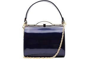 Patent Clutch Bag, LeahWard Women's Top Handle Clutch Bag, Chain Strap Cross Body Bag, Handbag Wedding Evening Bags 16688
