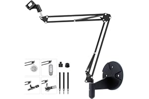 AYIZON Supporto per microfono da parete con Supporti pieghevole compatibile con Blue Yeti Snowball Nano X and Razer HyperX Elgato USB microfono a condensatore per streaming dal vivo, YouTube, Corso online