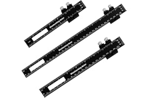 ZDYNASTY Woodworking Ruler Precision Pocket Rule - 12, 8, 6 Inch Metal Slide Stop Marking Ruler Metric Inch Measuring Wood Working Scribing Rulers Measure Tools (BLACK)