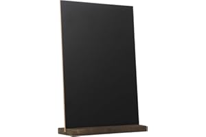 VOSAREA Kreidetafel, Klein Tisch Kreidetafel mit Sockel, Memotafel Tischtafel Tischkartenhalter Schwarz Holz Kreidetafel für Hochzeit Geburtstag Kaffee Bar Tischdeko, 22x15CM