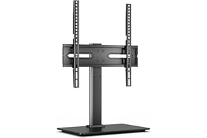 Utopia Home Universal TV Stand for 24-60 Inch TVs, Height Adjustable Tv Table Top Stand with 50 Degree Swivel, Max VESA 400x400mm, Up to 45 KG (99 lbs), Tempered Glass Base & Cable Management (Black)
