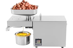 CHERIKIU Automatische Ölpresse, 610W 220V Elektrische Oil Expeller Intelligente Ölpresse Edelstahl-Ölpresse, 104-464℉ Einstellbare Walnuss-Erdnuss-Ölpresse Haus und Geschäft für Mais Erdnuss Sonnenblumensamen