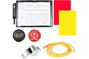 TANCUDER Sport Schiedsrichter Set, Schiri-Karten-Set, PCV Rote Karte Gelbe Karte mit Stiftezubehör und Tasche, Edelstahl Pfeifen, Wählmarke, Scorebooks, Perfekt für Fußballspiel