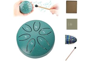 Tomedeks Steel Tongue Drum Handpan,3 Pollici Tamburo a Lingua d'Acciaio 6 Note Steel Pan Con Bacchette e Borsa Per Trasporto Strumento a Percussione Per Meditazione Yoga Zen Regali