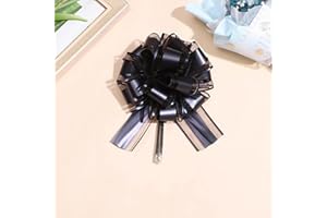 Chexin 6 Stück Große Geschenk Schleife mit Geschenkband, Ziehschleife ø 18cm, Geschenkschleife zum Basteln und Verpacken, Dekoschleifen für Hochzeit,Geburtstag,Auto Weihnachten & Parties(Schwarz)