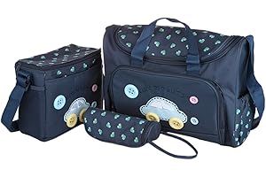 GENERIC 4PcsWickeltasche Pflegetasche Kinderwagen Muttertasche Babytasche Mama Tote Baby-Windel Nappie Wickeltaschen Sets Dunkelblau - Deep Blue