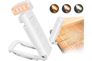 SCNNC White USB Rechargeable Book Reading Light 9 LED, 3 Colours & 5 Brightness Dimmable with Timer, Travel Flexible Portable Clip On LED Reading Night Light for Bookworms, 1 Piece