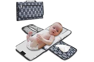 DZOZO Portable Nappy Changing Mat Baby Changing Pad with Storage Pockets Baby Diaper Changing Station Baby Travel Changing Pad with Built-in Pillow Newborn Essenials