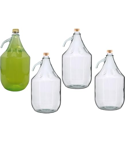 Set 4 Damigiane In Vetro Da 5 Litri Con Fondo Plastica - Perfette Per Vino, Acqua E Conservazione Liquidi - Foto 6