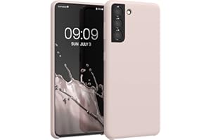 kwmobile Carcasa Compatible con Samsung Galaxy S21 Funda - Case TPU y Silicona antigolpes - Apto Carga inalámbrica - Beige Rosa Claro