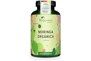 BIO Moringa Oleifera PURA | Dosis Alta: 2000 mg | 180 Comprimidos | SUPERFOOD: Proteínas, Vitaminas, Minerales y Omega 3 | Antioxidante | Vegana | Superalimentos | Vegavero
