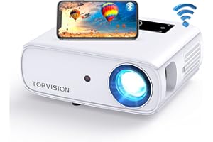 T TOPVISION Projector, Top vision Native 1080P WiFi Bluetooth Projector with Synchronize Smartphone Screen,Supports 9500L Outdoor Projector 4K ,Touch screen Portable Projector Compatible with Android/iOS/USB
