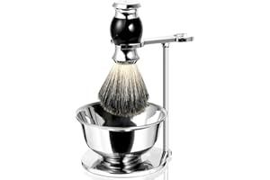 GRUTTI 3 in 1 Kit da Barba da Uomo, Porta Rasoio da Uomo + Ciotola da Barba + Pennello da Barba, Kit da Rasatura Bagnato Tradizionale, Strumenti da Barba Manuale da Uomo, Regalo per Papà