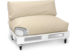 ‎SPATIUM Spatium Jumbo XXL Palettenkissen Set abnehmbar Bezug wasserdicht gesteppt Palettenpolster Palettenauflage Palettensofa (Beige, 2er Set)
