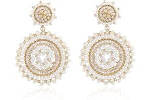 JOYA LOVE Damen-Perlenohrringe, Rocailles, Sommer, Strand, Boho-Statement-Anhänger, handgefertigte Ohrringe, Schmuck