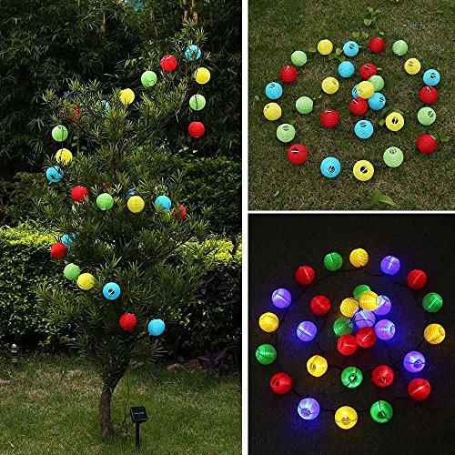 solar lichterkette lampions bunt Xpassion Solar Lichterkette bunt 20 LEDs außen Garten Innen 4,9 M für Outdoor Weihnachten Party Fest Deko usw. - 5