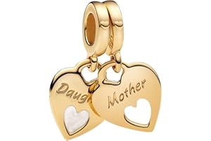 Amuefer 925 Sterling Silber Goldener Charms Anhänger Perlen Sicherheitskette, Liebe, Sonnenblumen, Familien Charms Cubic Zirkonia Anhänger für Halsketten Geburtstag Schmuck Geschenke für Frauen