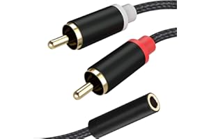 RULGOI Cinch Klinke Adapter, 3,5 mm Klinke auf 2 Cinch Kabel, Kurz 3.5mm Klinke Buchse auf Zwei Cinch Stecker Chinch Adapter für TV, Smartphone, Mixer, Lautsprecher, Heimkino, Verstärker, Plattenspieler