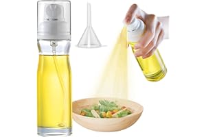 SHMSHNG Öl Sprühflasche, 200 ml Glas, Speiseöl Sprühflasche für Heißluftfritteuse, Zum Kochen, Grillen, Backen, Salat, Einstellbare Ölleistung