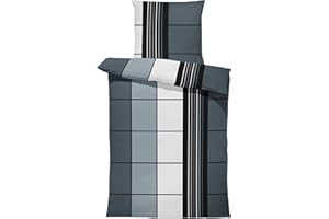 ONE-HOME Bettwäsche 155x220 cm kariert anthrazit schwarz Silber grau Übergröße Microfaser
