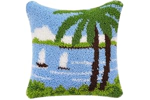 FANKXIUXI Knüpfkissen Set mit DIY Latch Hook Kissen Kit Eulenmuster,Knüpfteppich Für Kinder 43cm×43cm (A15)