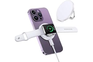 DEESOOCO Mag-Safe ładowarka podróżna 3 w 1, bezprzewodowa ładowarka kompatybilna z iPhone 15, 14, 13, 12, iWatch, AirPods 3/2/Pro, magnetyczny uchwyt pierścieniowy, indukcyjna bezprzewodowa stacja ładująca ze