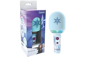 Lexibook MIC280FZ, Frozen, Mikrofon Bezprzewodowy z Głośnikiem, 4 Modyfikatory Głosu, Wielokolorowe Efekty Świetlne, Akumulator do Wielokrotnego Ładowania