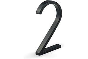 ‎HASWARE HASWARE Schwimmendes Hausnummernschild 5 Zoll (12 cm) moderne Türnummern Signage Plaque Street Home Address Ziffern (Schwarz, 2)