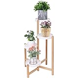 unho Estanterias de Bambú, Soporte con 4 Niveles Escalera Decorativas para Macetas Alto Bajo Soporte Plantas Interior Exterio