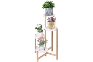 unho Narożny stojak na rośliny do wewnątrz, 4-poziomowa półka ekspozycyjna na rośliny, bambusowy stojak na doniczki, wysoki stojak na kwiaty, do dekoracji wnętrz